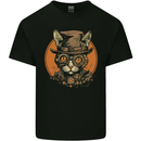 A Steampunk Cat With a Hat & Glasses Kids T-Shirt Childrens Black