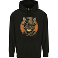 A Steampunk Cat With a Hat & Glasses Mens 80% Cotton Hoodie Black