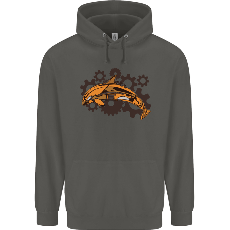 A Steampunk Dolphin Childrens Kids Hoodie Storm Grey