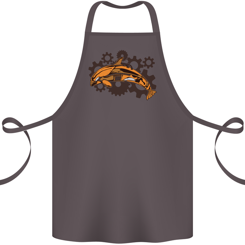 A Steampunk Dolphin Cotton Apron 100% Organic Dark Grey