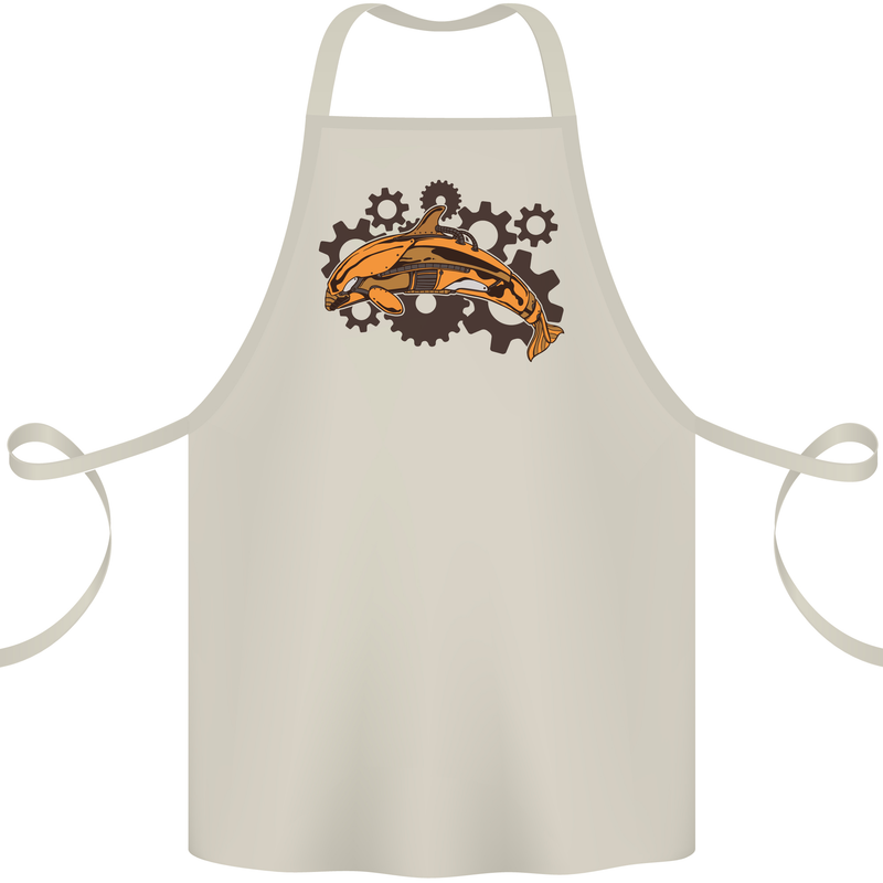 A Steampunk Dolphin Cotton Apron 100% Organic Natural