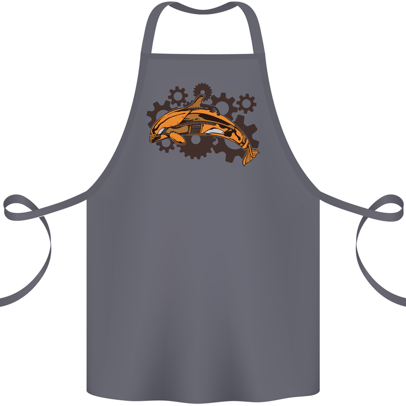 A Steampunk Dolphin Cotton Apron 100% Organic Steel