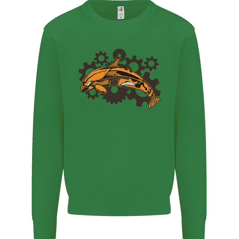 A Steampunk Dolphin Kids Sweatshirt Jumper Irish Green