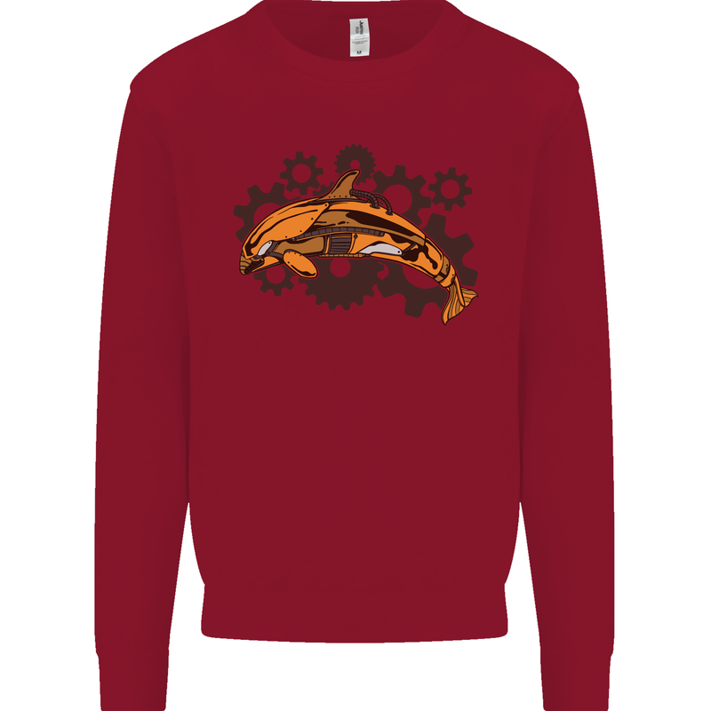 A Steampunk Dolphin Kids Sweatshirt Jumper Red