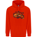 A Steampunk Dolphin Mens 80% Cotton Hoodie Bright Red