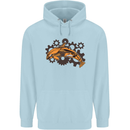 A Steampunk Dolphin Mens 80% Cotton Hoodie Light Blue
