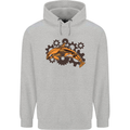 A Steampunk Dolphin Mens 80% Cotton Hoodie Sports Grey
