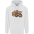 A Steampunk Dolphin Mens 80% Cotton Hoodie White