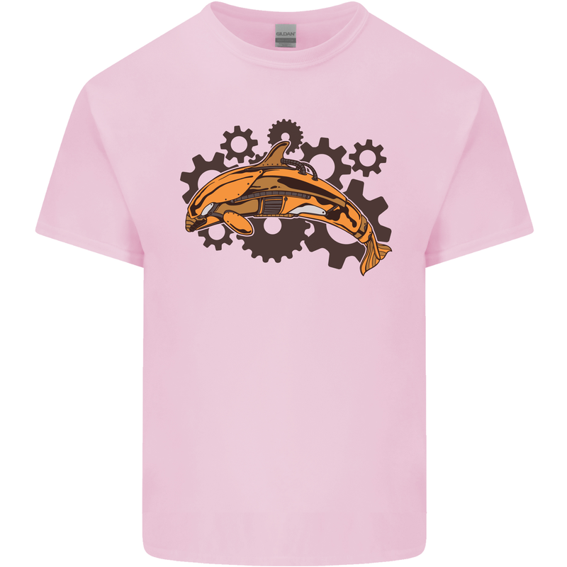 A Steampunk Dolphin Mens Cotton T-Shirt Tee Top Light Pink