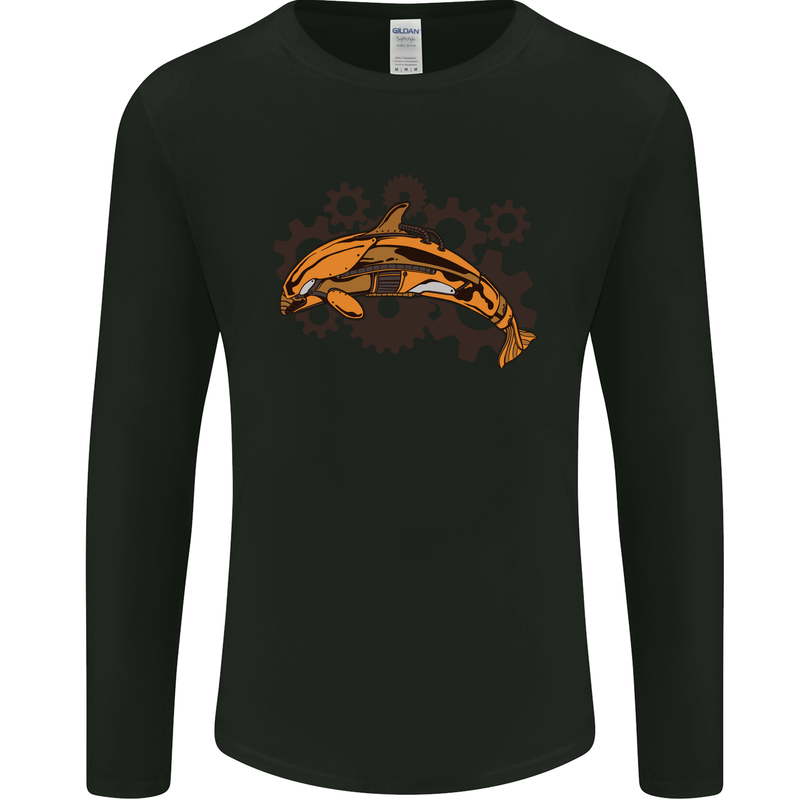 A Steampunk Dolphin Mens Long Sleeve T-Shirt Black