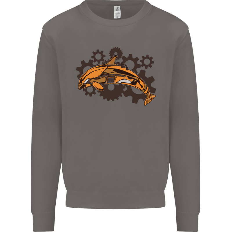 A Steampunk Dolphin Mens Sweatshirt Jumper Charcoal