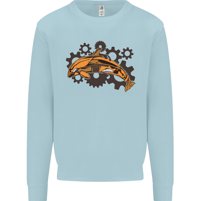 A Steampunk Dolphin Mens Sweatshirt Jumper Light Blue