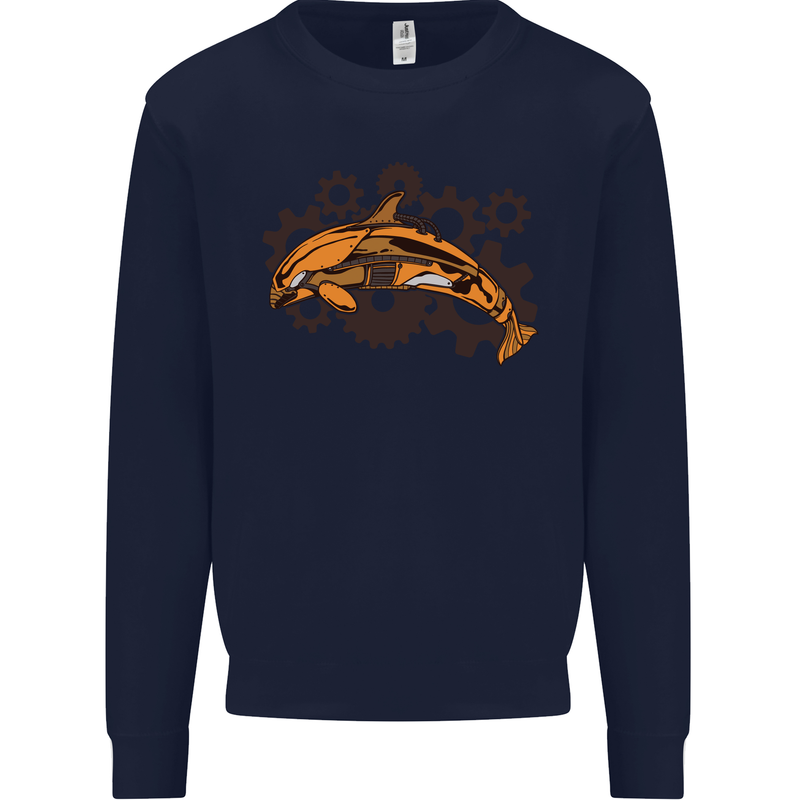 A Steampunk Dolphin Mens Sweatshirt Jumper Navy Blue