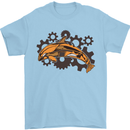 A Steampunk Dolphin Mens T-Shirt 100% Cotton Light Blue