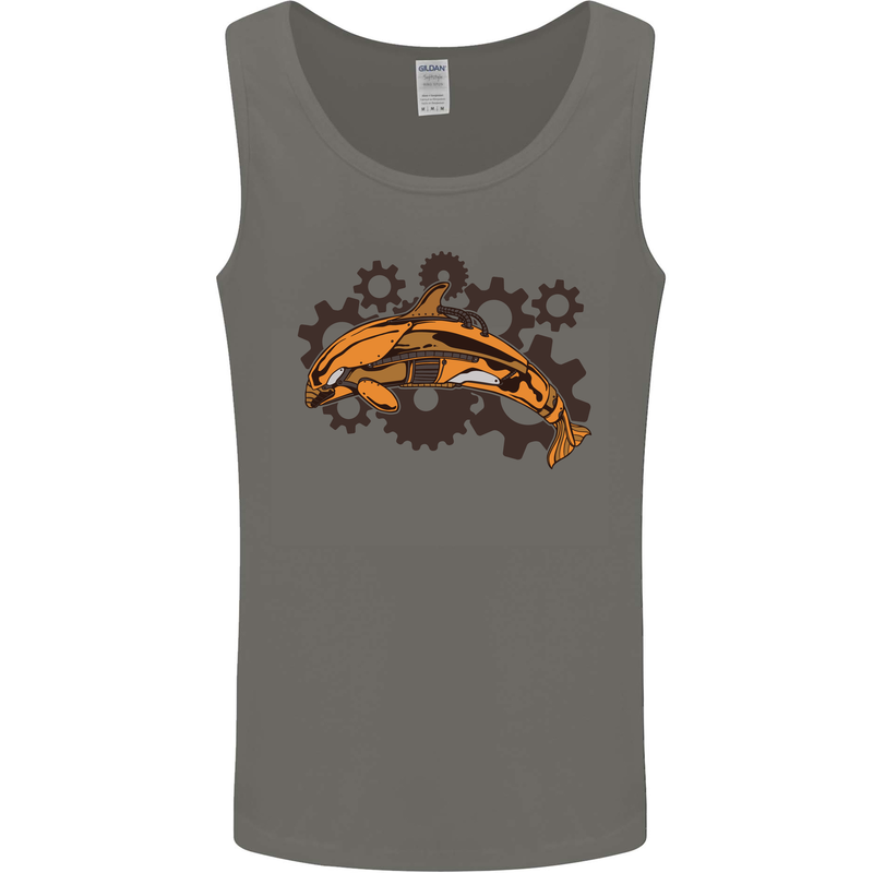 A Steampunk Dolphin Mens Vest Tank Top Charcoal