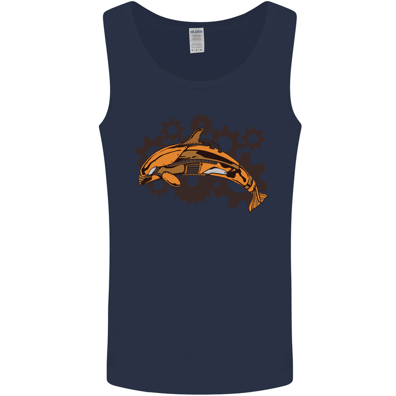 A Steampunk Dolphin Mens Vest Tank Top Navy Blue