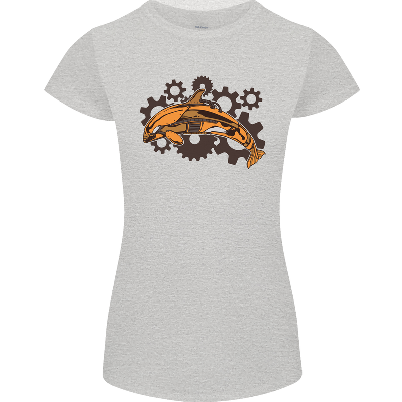 A Steampunk Dolphin Womens Petite Cut T-Shirt Sports Grey