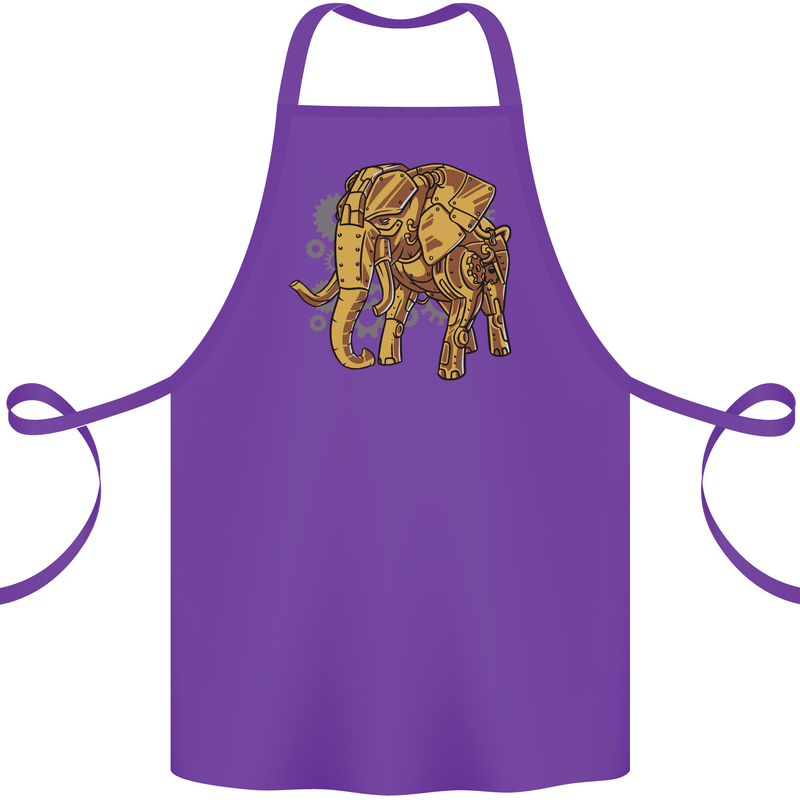 A Steampunk Elephant Cotton Apron 100% Organic Purple