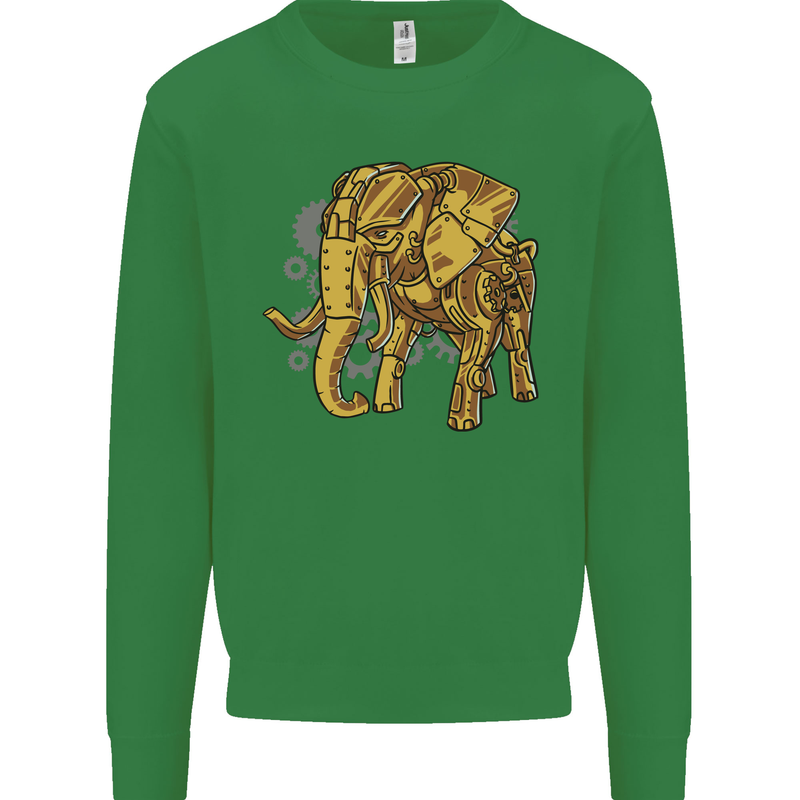 A Steampunk Elephant Kids Sweatshirt Jumper Irish Green