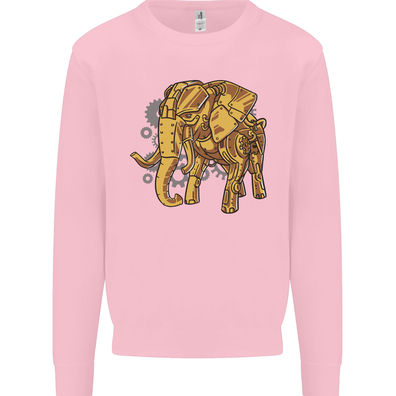 A Steampunk Elephant Kids Sweatshirt Jumper Light Pink