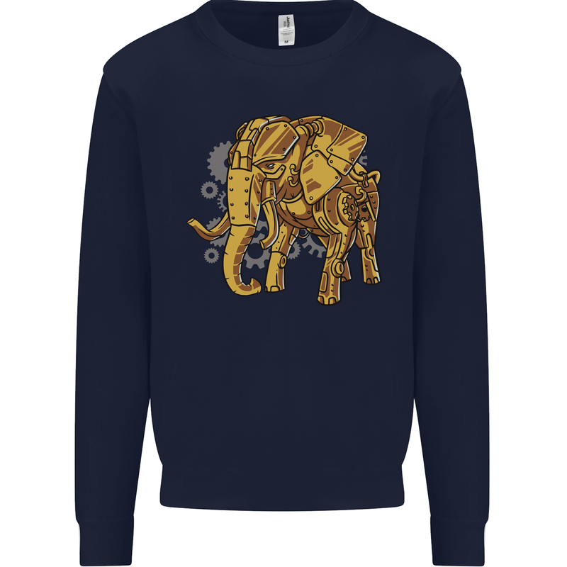 A Steampunk Elephant Kids Sweatshirt Jumper Navy Blue