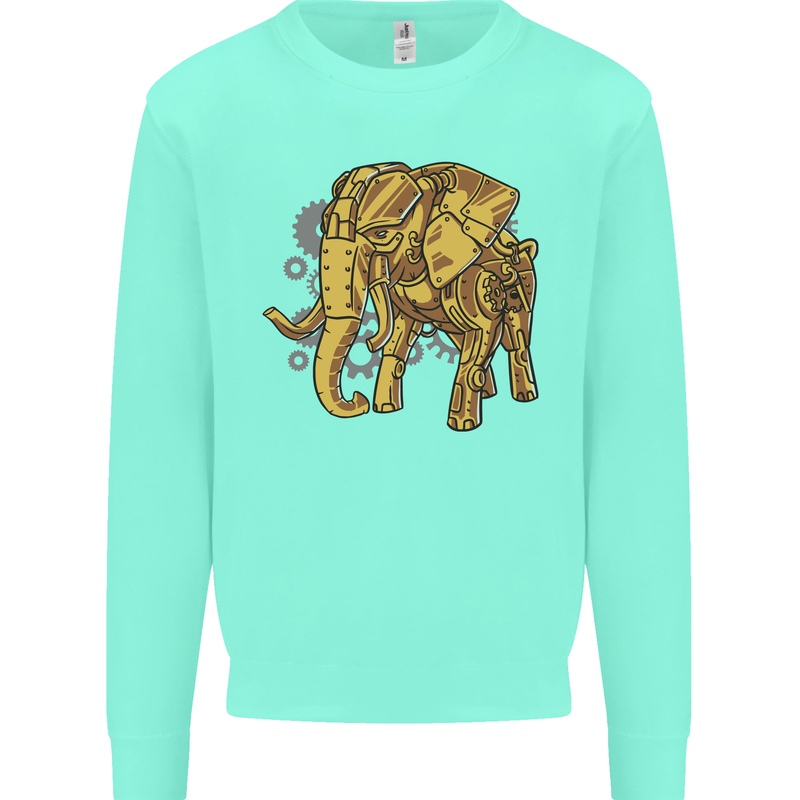 A Steampunk Elephant Kids Sweatshirt Jumper Peppermint