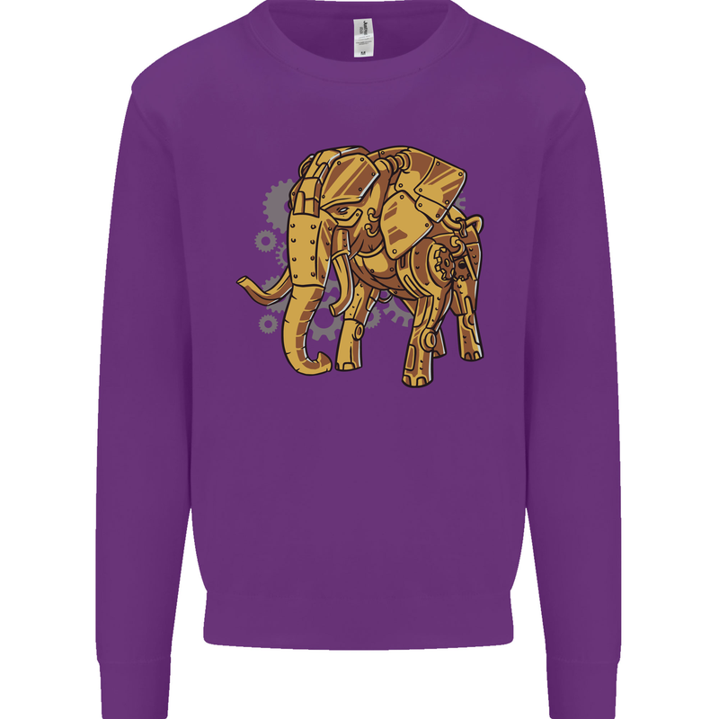 A Steampunk Elephant Kids Sweatshirt Jumper Purple