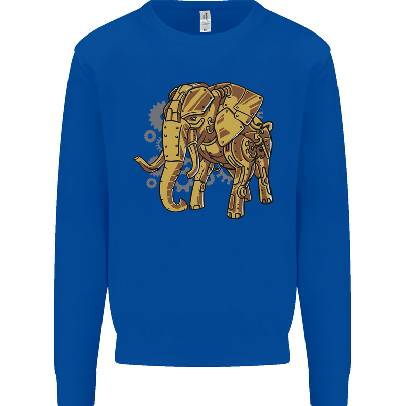 A Steampunk Elephant Kids Sweatshirt Jumper Royal Blue