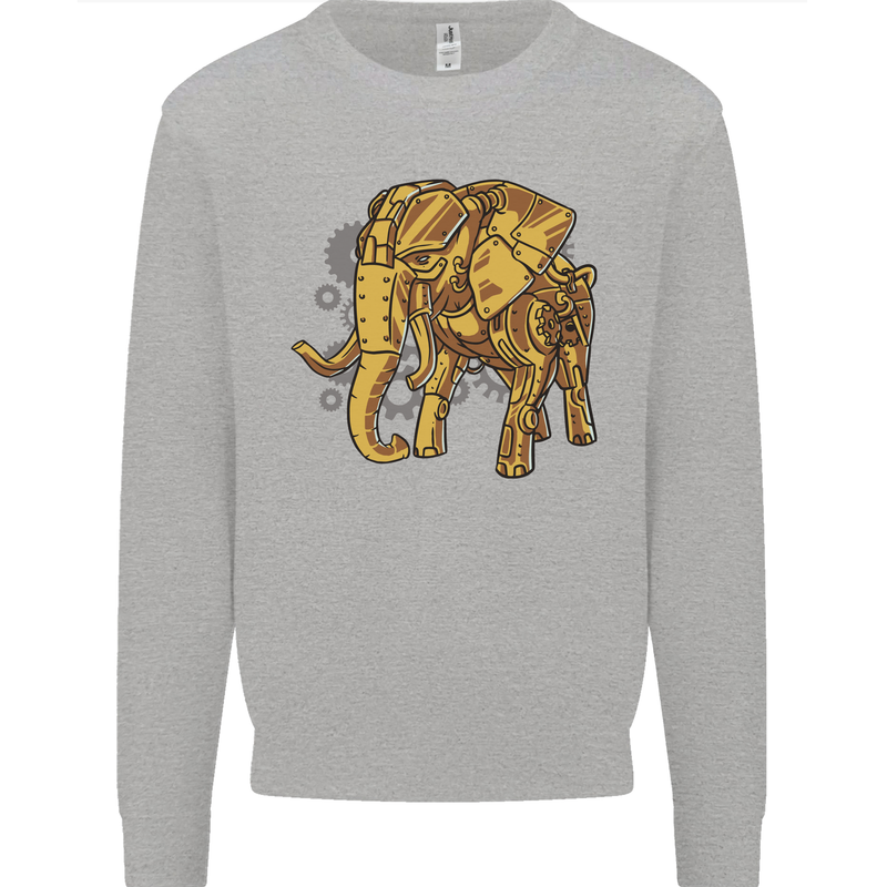 A Steampunk Elephant Kids Sweatshirt Jumper Sports Grey