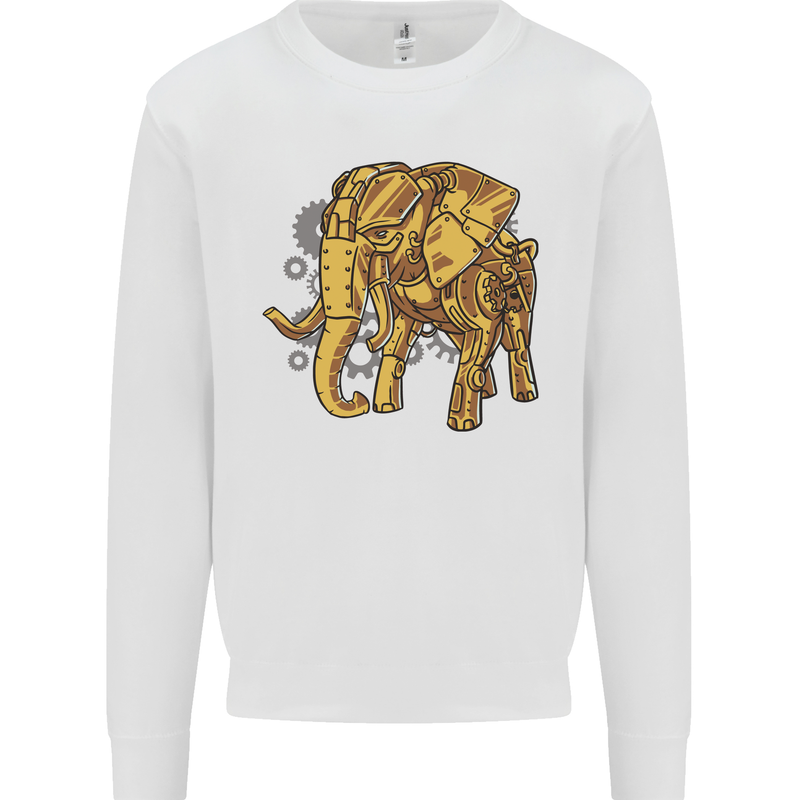 A Steampunk Elephant Kids Sweatshirt Jumper White