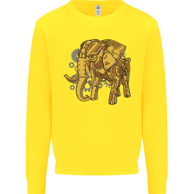 A Steampunk Elephant Kids Sweatshirt Jumper Yellow