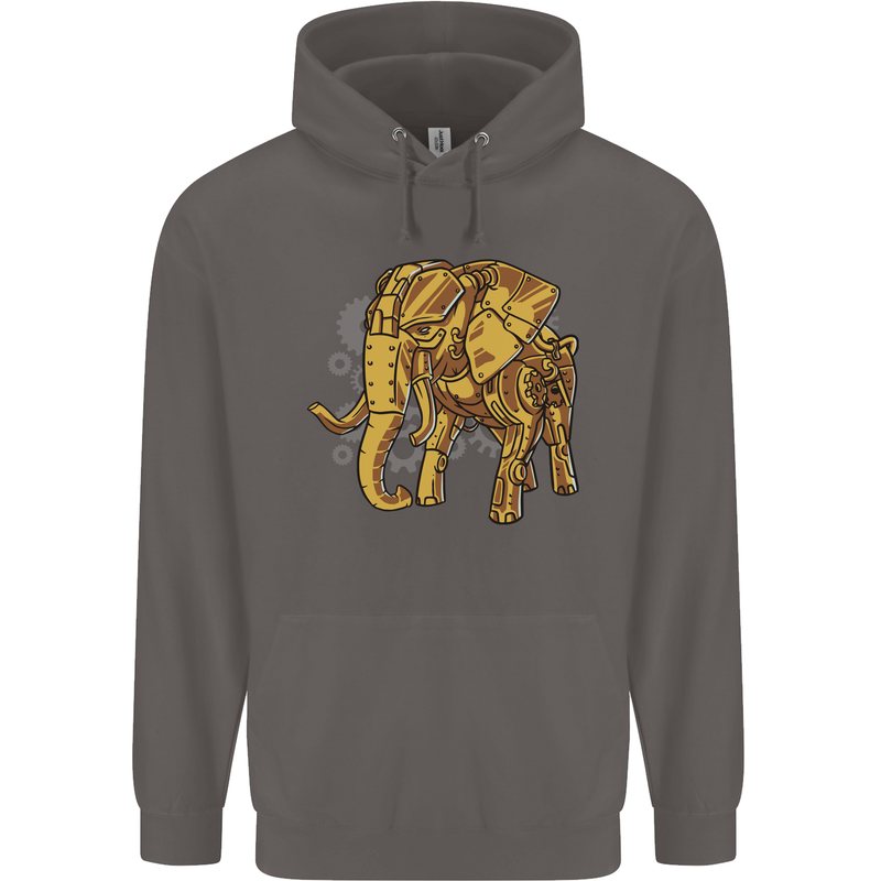 A Steampunk Elephant Mens 80% Cotton Hoodie Charcoal