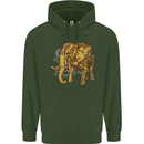 A Steampunk Elephant Mens 80% Cotton Hoodie Forest Green