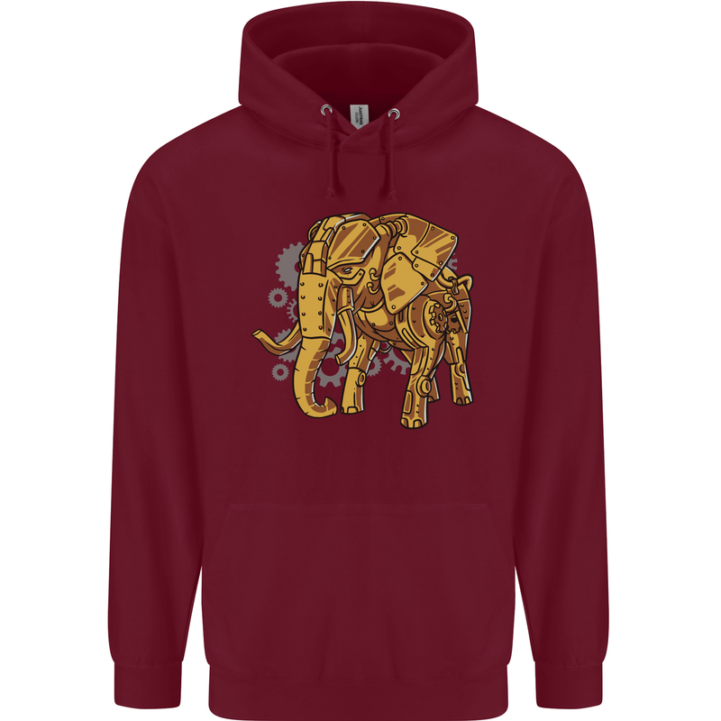 A Steampunk Elephant Mens 80% Cotton Hoodie Maroon