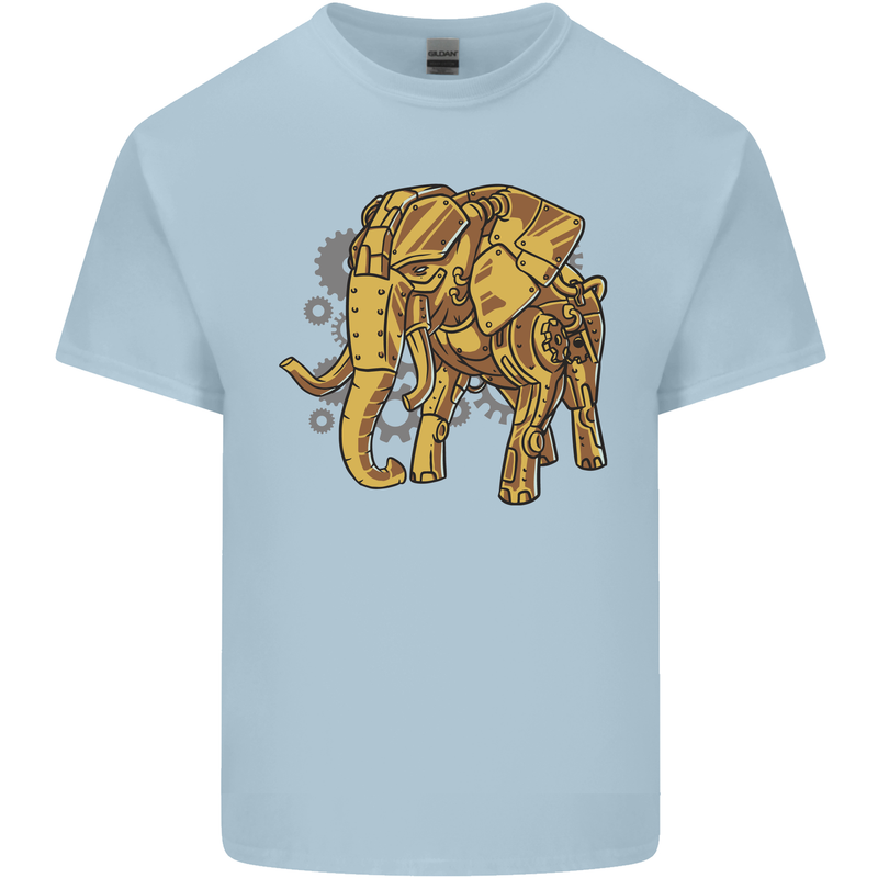 A Steampunk Elephant Mens Cotton T-Shirt Tee Top Light Blue