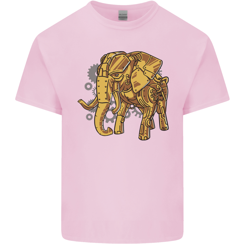 A Steampunk Elephant Mens Cotton T-Shirt Tee Top Light Pink
