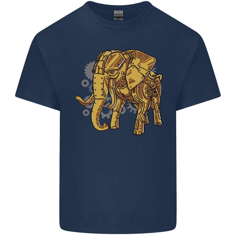 A Steampunk Elephant Mens Cotton T-Shirt Tee Top Navy Blue