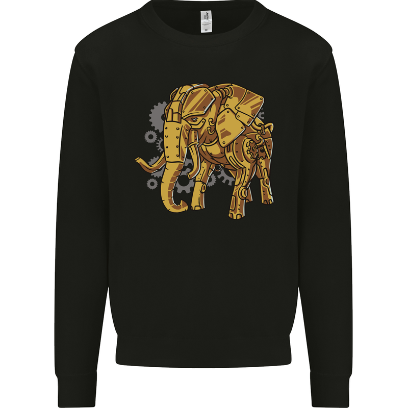 A Steampunk Elephant Mens Sweatshirt Jumper Black