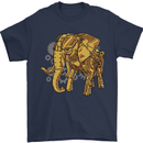 A Steampunk Elephant Mens T-Shirt 100% Cotton Navy Blue