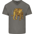 A Steampunk Elephant Mens V-Neck Cotton T-Shirt Charcoal