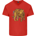 A Steampunk Elephant Mens V-Neck Cotton T-Shirt Red