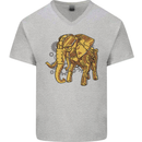 A Steampunk Elephant Mens V-Neck Cotton T-Shirt Sports Grey