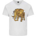 A Steampunk Elephant Mens V-Neck Cotton T-Shirt White