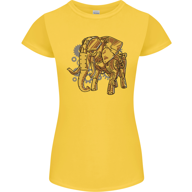 A Steampunk Elephant Womens Petite Cut T-Shirt Yellow