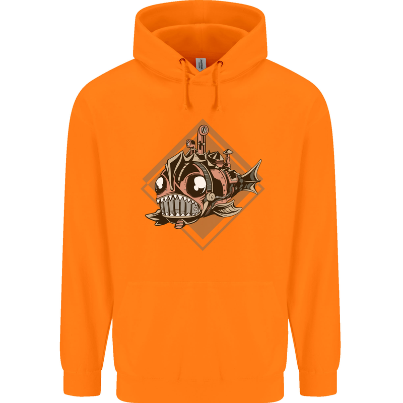 A Steampunk Fish Childrens Kids Hoodie Orange