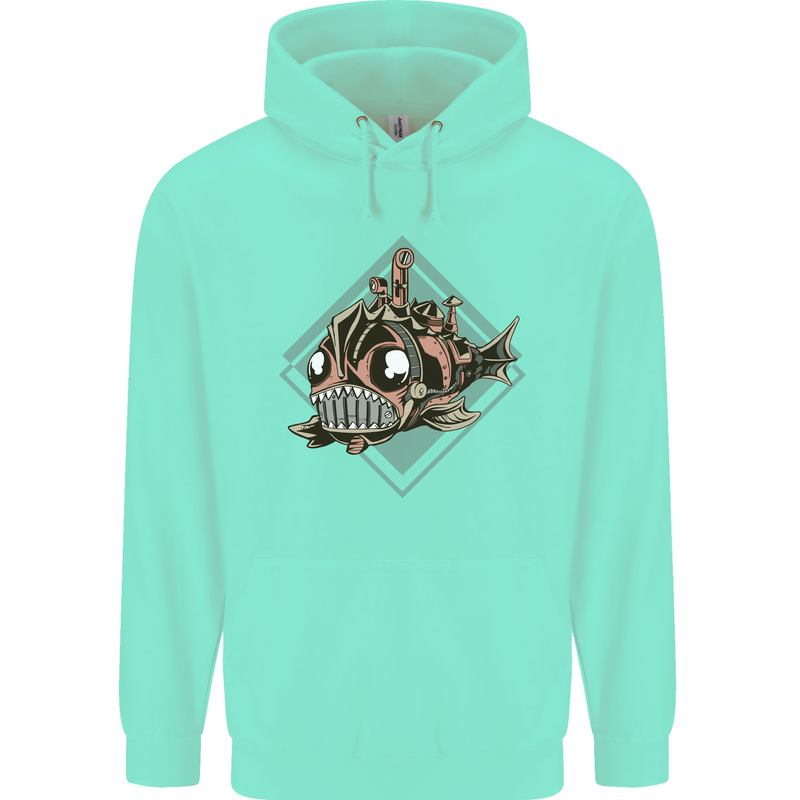 A Steampunk Fish Childrens Kids Hoodie Peppermint