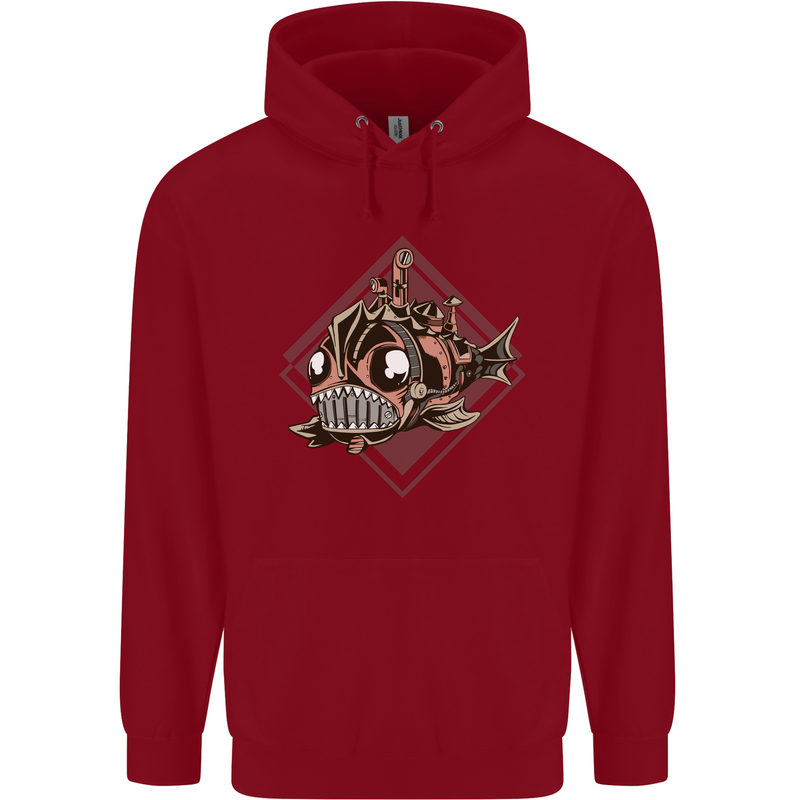 A Steampunk Fish Childrens Kids Hoodie Red