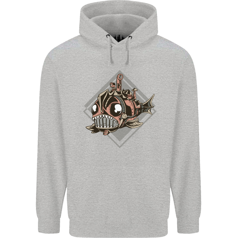 A Steampunk Fish Childrens Kids Hoodie Sports Grey