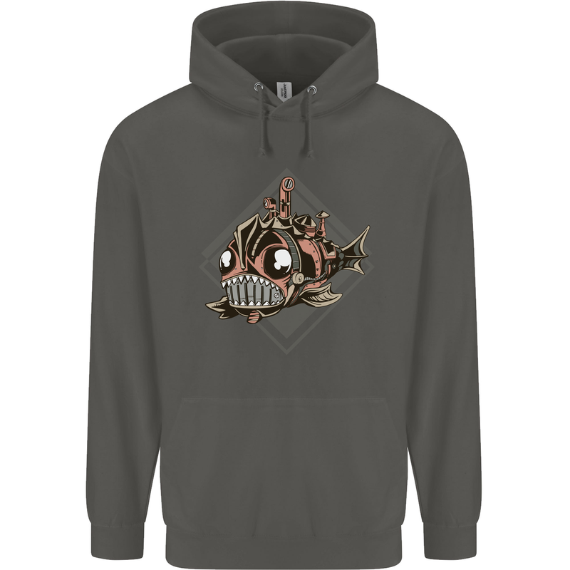 A Steampunk Fish Childrens Kids Hoodie Storm Grey