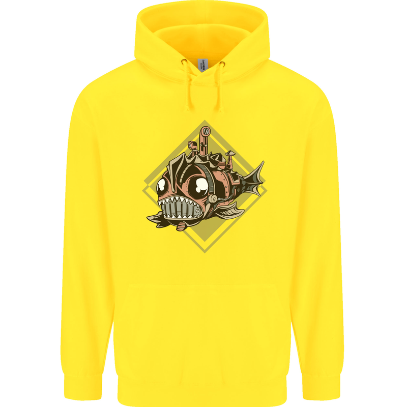 A Steampunk Fish Childrens Kids Hoodie Yellow